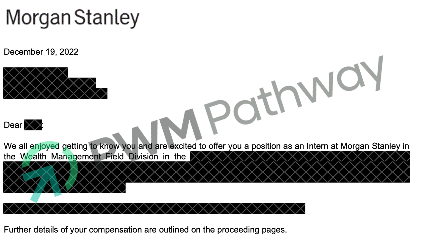 Student offer letter 2 from a top private bank